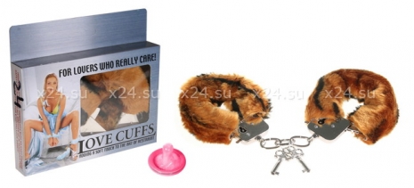 Наручники меховые Love cuffs леопардовый