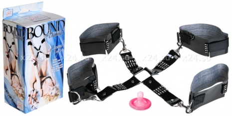 Лакированые крепления для рук и ног со стразами Diamond Hog Tie