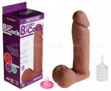 Коричневый фаллос-насадка для страпона из UR3 8'' Cock