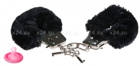 Черные меховые наручники Furry Cuffs