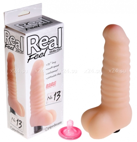 Рельефный фаллос с вибрацией Real Feel 13