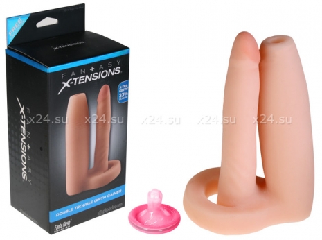 Расширяющая насадка на пенис с анальным стимулятором Double Trouble Girth Gainer