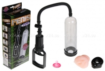 Небольшая вакуумная помпа с реалистичной насадкой Penis Pump