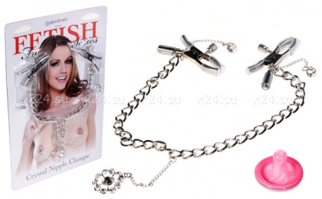 Регулируемые зажимы для сосков с украшением Crystal Nipple Clamps