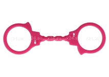Силиконовые розовые фиксаторы в виде наручников Stretchy Fun Cuffs