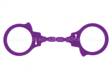 Силиконовые фиолетовые фиксаторы в виде наручников Stretchy Fun Cuffs