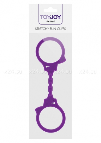 Силиконовые фиолетовые фиксаторы в виде наручников Stretchy Fun Cuffs