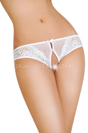 Белые контактные кружевные трусики XL
