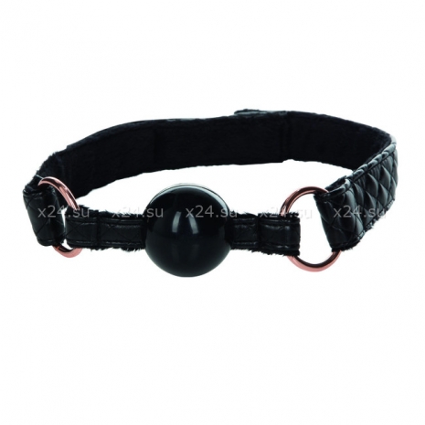 Черный кляп на кожаном ремешке Ball Gag