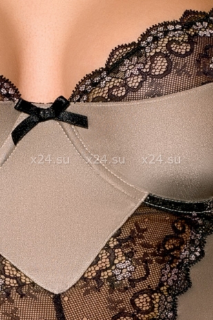 Сорочка с кружевом на косточках цвета Мокко Fibi Chemise SM