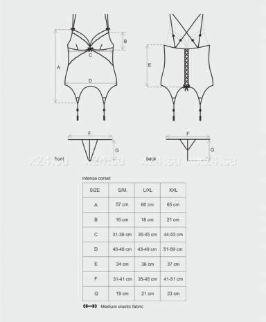 Черное ками с кружевным верхом на шнуровке Intensa Corset LXL