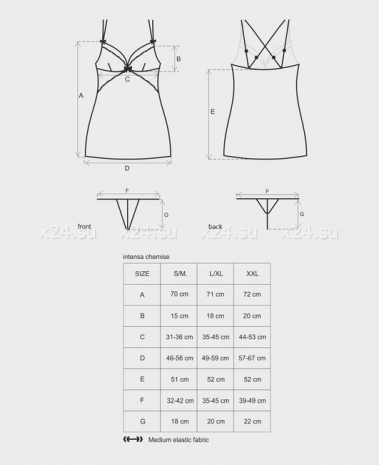 Черная сорочка с кружевным верхом Intensa Chemise SM