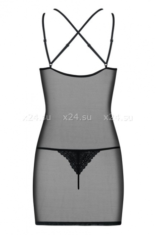 Черная сорочка с кружевным верхом Intensa Chemise LXL