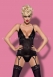Черное ками с узором и украшеними на пажах Diamond Corset LXL0