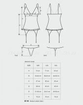 Черное ками с узором и украшеними на пажах Diamond Corset LXL