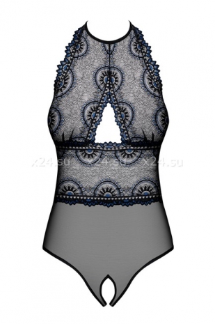 Кружевное черное боди с вырезом в интимном месте Oriens Teddy LXL