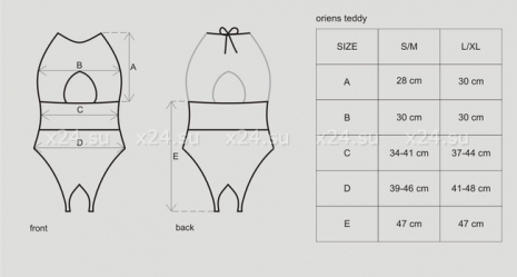 Кружевное черное боди с вырезом в интимном месте Oriens Teddy LXL