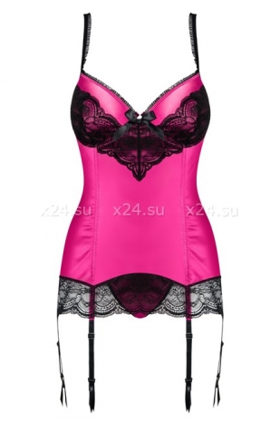 Малиновое ками на косточках с черным кружевом Roseberry Corset LXL