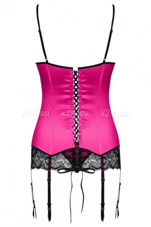 Малиновое ками на косточках с черным кружевом Roseberry Corset LXL