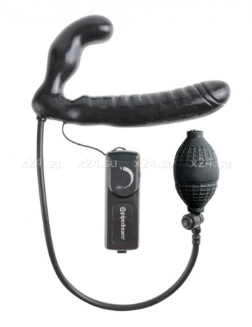 Безремневой страпон с увеличением объема и вибрацией Inflatable Vibrating Strapless Strap-On