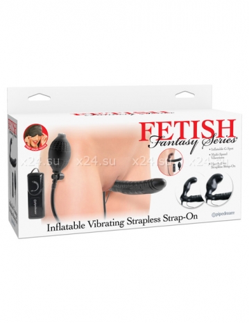 Безремневой страпон с увеличением объема и вибрацией Inflatable Vibrating Strapless Strap-On