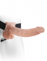 Длинный фаллопротез-страпон 9'' Hollow Strap-On with Balls
