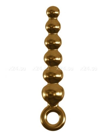 Золотой стеклянный стимулятор ануса с вибрацией Vibrating Glass Massager