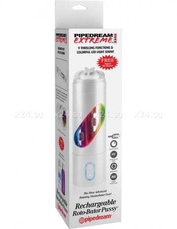 Автоматический перезаряжаемый ротационный мастурбатор с подсветкой Rechargeable Roto-Bator Pussy (9 режимов)