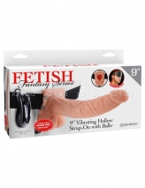 Фаллопротез с вибрацией 9'' Vibrating Hollow Strap-On with Balls