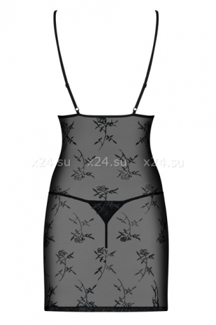 Чёрная эротичная сорочка со стрингами Bride Chemise LXL