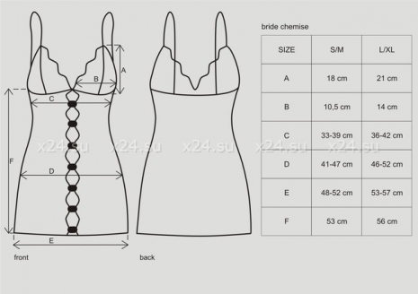 Чёрная эротичная сорочка со стрингами Bride Chemise LXL
