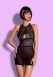 Чёрное мини-платье с вырезом на груди Oriens Chemise LXL0