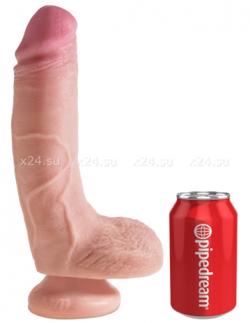 Реалистичный фаллос на присоске 8'' Dual Density Cock with Balls (вторая кожа)