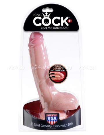 Реалистичный фаллос на присоске 8'' Dual Density Cock with Balls (вторая кожа)