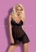 Чёрная сорочка с малиновым узором Amarone babydoll LXL0