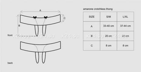 Открытые чёрно-малиновые трусики Amarone Crotchless Thong SM