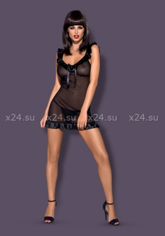 Чёрная прозрачная сорочка Electra Chemise SM