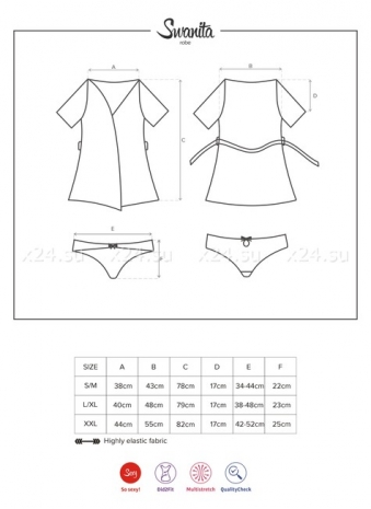 Белоснежный пеньюар с кружевным верхом с пояском Swanita Robe SM