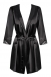 Черный атласный халатик с кружевом на рукавах Satina Robe SM3