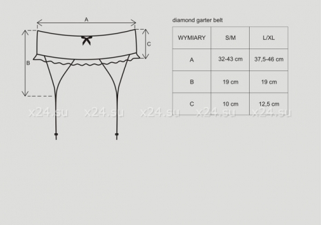 Черный пояс со стразами Diamond Garter Belt SM