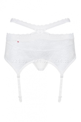 Белый кружевной пояс со стрингами Swanita Garter Belt SM