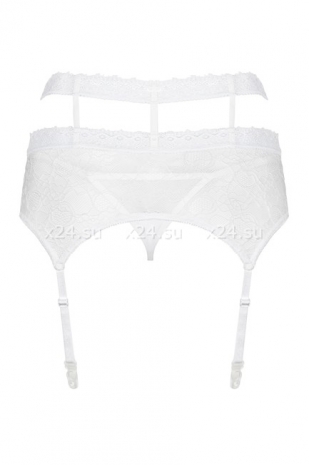 Белый кружевной пояс со стрингами Swanita Garter Belt SM