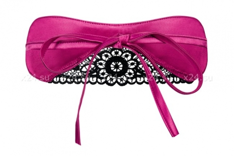 Малиновая атласная маска с кружевом на завязках Satinia Mask