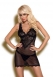 Черная сорочка с бархатным узором Emperita Chemise SM0