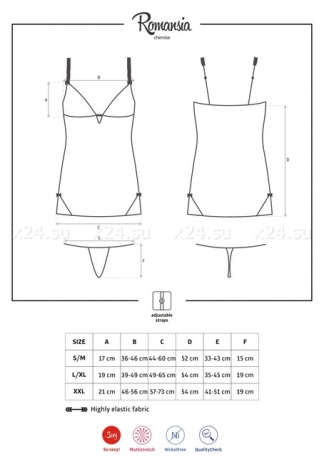 Красная прозрачная сорочка с украшением на груди Romansia Chemise SM
