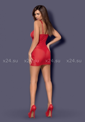 Красная прозрачная сорочка с украшением на груди Romansia Chemise LXL