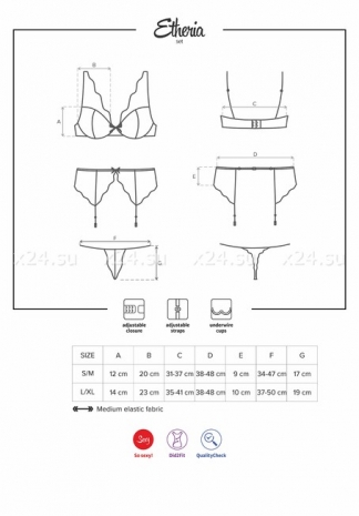 Белый кружевной комплект (лиф, пояс, стринги) Etheria Set LXL