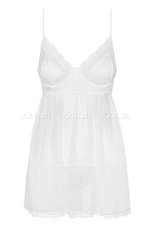 Белая прозрачная сорочка на косточках Favoritta Babydoll LXL
