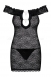 Черное платье с открытыми плечами и вырезом на груди с украшением Diamond Chemise SM4