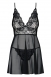 Черная сорочка с гипюровым верхом Idillia Babydoll LXL2